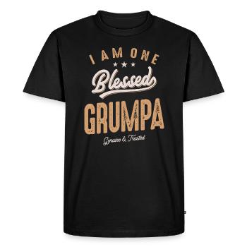 I Am One Bless Grumpa Funny Father's Day - Men's Premium Organic T-Shirt - black - Front - Nico (187cm)