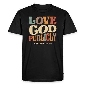 Aimer Dieu publiquement Matthieu 10 :33 Citation chrétienne - T-shirt Premium bio Homme - noir - Devant - Nico (187cm)