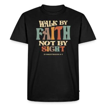 Marchez par la foi 2 Corinthiens 5 :7 Citation chrétienne - T-shirt Premium bio Homme - noir - Devant - Nico (187cm)