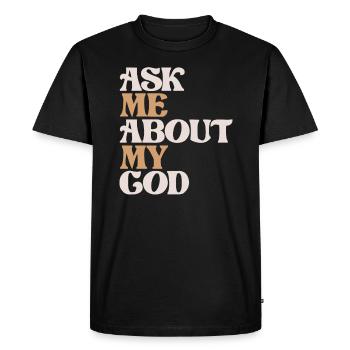 Découvrez mon Dieu - Citation chrétienne de foi - T-shirt Premium bio Homme - noir - Devant - Nico (187cm)