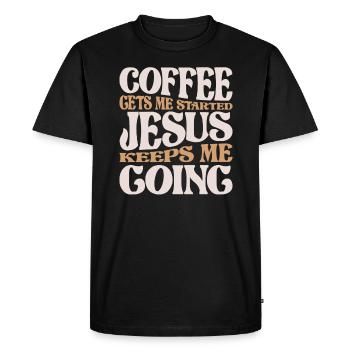 Le café et Jésus - Ma citation chrétienne quotidienne - T-shirt Premium bio Homme - noir - Devant - Nico (187cm)