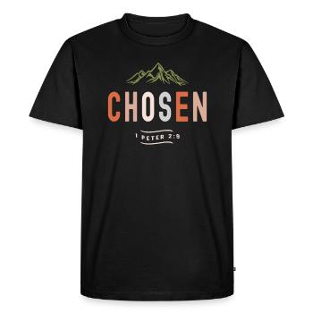 Chosen 1 Peter 2:9 Christian Quote - Men's Premium Organic T-Shirt - black - Front - Nico (187cm)