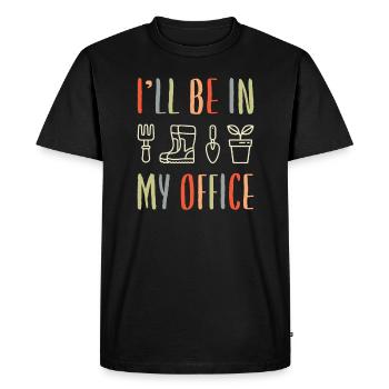 Je serai dans mon bureau Jardin Vie - T-shirt Premium bio Homme - noir - Devant - Nico (187cm)