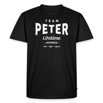 Membre à vie de l’équipe Peter Funny Name Peter - T-shirt Premium bio Homme - noir - Devant - Nico (187cm)