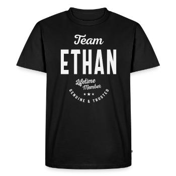 Équipe Ethan Membre à vie Drôle de prénom Ethan - T-shirt Premium bio Homme - noir - Devant - Nico (187cm)