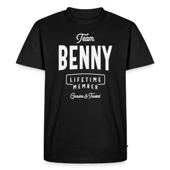 Équipe Benny Membre à vie Drôle de nom Benny - T-shirt Premium bio Homme - noir - Devant - Nico (187cm)