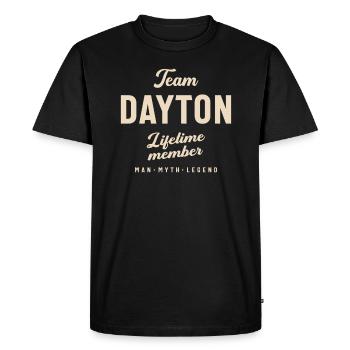 Team Dayton Lifetime Member Name Dayton - Men's Premium Organic T-Shirt - black - Front - Nico (187cm)