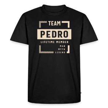 Membre à vie de l’équipe Pedro Nom personnalisé Pedro - T-shirt Premium bio Homme - noir - Devant - Nico (187cm)
