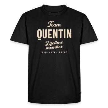 Nom personnalisé de l’équipe Quentin Membre à vie - T-shirt Premium bio Homme - noir - Devant - Nico (187cm)