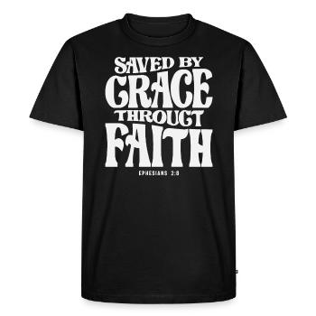 Sauvés par la grâce par la foi - Éphésiens 2:8 - T-shirt Premium bio Homme - noir - Devant - Nico (187cm)