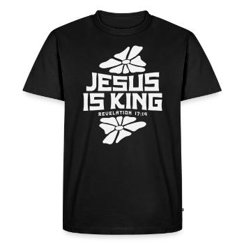 Reigning in Glory "Jesus Is King" Revelation 17:14 - Men's Premium Organic T-Shirt - black - Front - Nico (187cm)