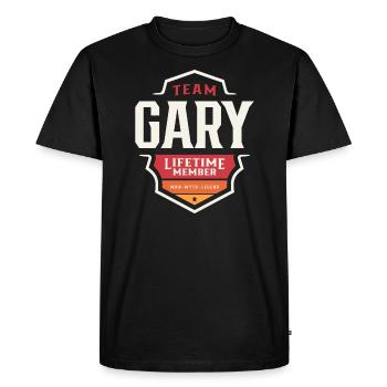 Équipe Gary Membre à vie Drôle de prénom Gary - T-shirt Premium bio Homme - noir - Devant - Nico (187cm)