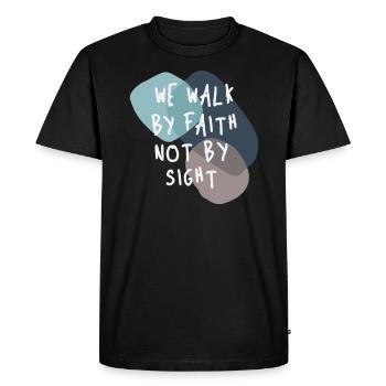 Nous marchons par la foi et non par la vue - Citation chrétienne - T-shirt Premium bio Homme - noir - Devant - Nico (187cm)