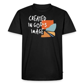 Created in God's Image - Inspiring Christian Quote - Men's Premium Organic T-Shirt - black - Front - Nico (187cm)