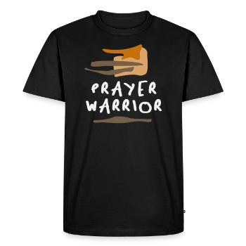 Prayer Warrior - Strong and Empowering Christian - Men's Premium Organic T-Shirt - black - Front - Nico (187cm)