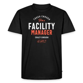 Drôle d’emploi Facility Manager - T-shirt Premium bio Homme - noir - Devant - Nico (187cm)