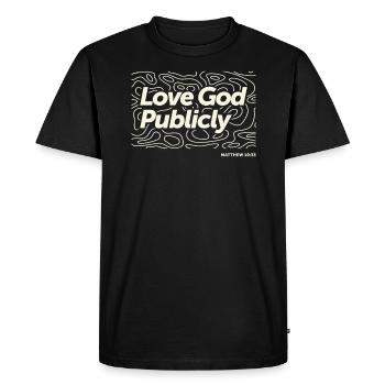 Aimez Dieu publiquement - Matthieu 10:33 - T-shirt Premium bio Homme - noir - Devant - Nico (187cm)