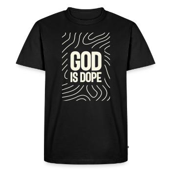 Spiritual Swagger - God Is D - Christian - Men's Premium Organic T-Shirt - black - Front - Nico (187cm)