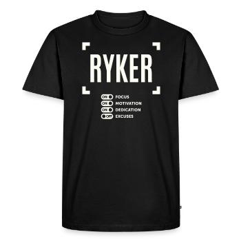 Ryker Focus et motivation - Nom Ryker - T-shirt Premium bio Homme - noir - Devant - Nico (187cm)