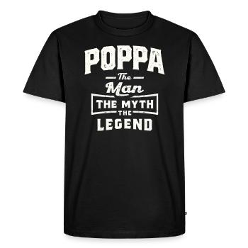 Grandparents - Poppa Man Myth Legend - Men's Premium Organic T-Shirt - black - Front - Nico (187cm)