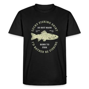 C’est le dicton de mon pêcheur de pêcheur en chemise chanceuse - T-shirt Premium bio Homme - noir - Devant - Nico (187cm)