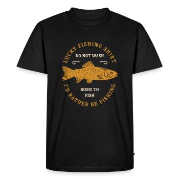 C’est le dicton de mon pêcheur de pêcheur en chemise chanceuse - T-shirt Premium bio Homme - noir - Devant - Nico (187cm)