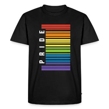 Rayures de la fierté | Arc-en-ciel - T-shirt Premium bio Homme - noir - Devant - Nico (187cm)