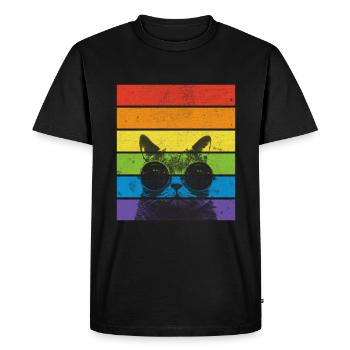 Chat de la fierté | Arc-en-ciel | Amoureux des chats - T-shirt Premium bio Homme - noir - Devant - Nico (187cm)
