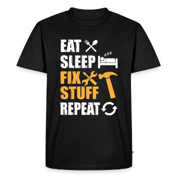 Eat Sleep Fix Stuff Repeat - Men's Premium Organic T-Shirt - black - Front - Nico (187cm)