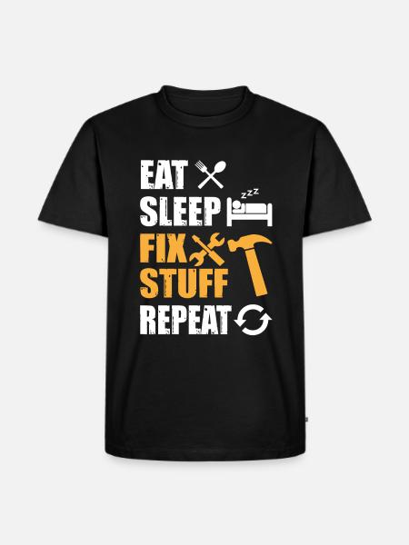Manger Sleep Fix Stuff Répéter - T-shirt Premium bio Homme - noir