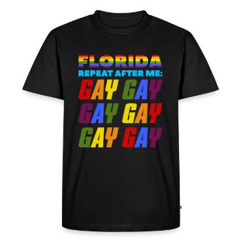 La Floride répète après moi la Gay LGBTQ Pride - T-shirt Premium bio Homme - noir - Devant - Nico (187cm)