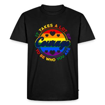 Il faut beaucoup de courage pour être qui vous êtes - T-shirt Premium bio Homme - noir - Devant - Nico (187cm)