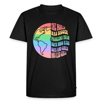 Les garçons qui embrassent les garçons les filles qui embrassent les filles - T-shirt Premium bio Homme - noir - Devant - Nico (187cm)
