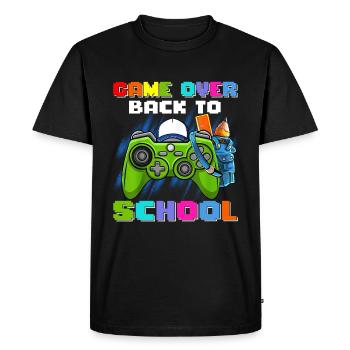 Game Over Back To School - Men's Premium Organic T-Shirt - black - Front - Nico (187cm)