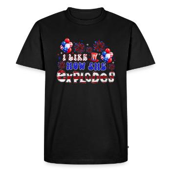 J’aime comment elle explose le 4 juillet - T-shirt Premium bio Homme - noir - Devant - Nico (187cm)