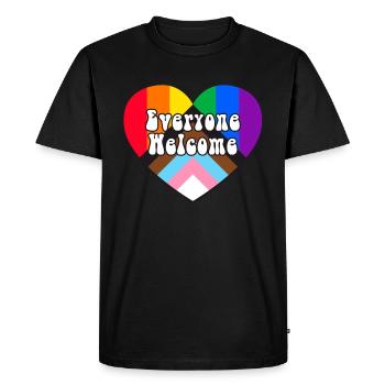 Everyone Welcome LGBTQ Rainbow Heart - Men's Premium Organic T-Shirt - black - Front - Nico (187cm)