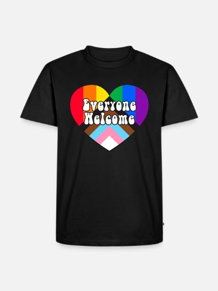 Everyone Welcome LGBTQ Rainbow Heart - Men's Premium Organic T-Shirt - black
