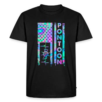 Pontoon American Flag - Men's Premium Organic T-Shirt - black - Front - Nico (187cm)