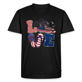 Pontoon Boat America Flip Flops Été - T-shirt Premium bio Homme - noir - Devant - Nico (187cm)