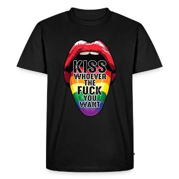 Embrassez qui que ce soit le baiser que vous voulez drapeau arc-en-ciel - T-shirt Premium bio Homme - noir - Devant - Nico (187cm)