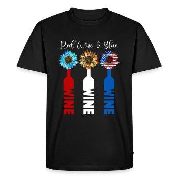 Vin Rouge Bleu 4 Juillet - T-shirt Premium bio Homme - noir - Devant - Nico (187cm)