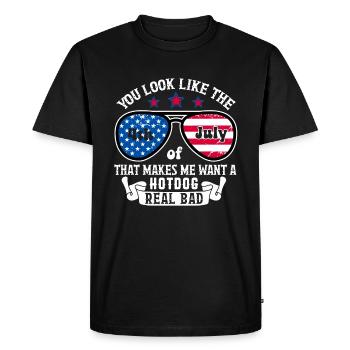 Vous ressemblez au 4 juillet - T-shirt Premium bio Homme - noir - Devant - Nico (187cm)