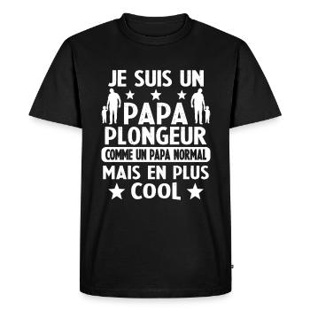 Un Papa Plongeur Comme Papa Normal Mais Plus Cool - T-shirt Premium bio Homme - noir - Devant - Nico (187cm)