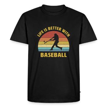 Life is better with baseball saying gift - Men's Premium Organic T-Shirt - black - Front - Nico (187cm)