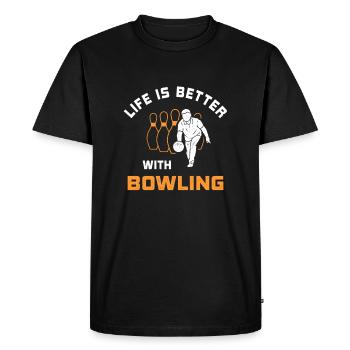La vie est meilleure avec le bowling en disant cadeau - T-shirt Premium bio Homme - noir - Devant - Nico (187cm)