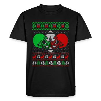 Love Football Pull de Noël Joyeuses Fêtes - T-shirt Premium bio Homme - noir - Devant - Nico (187cm)