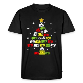 Photographer Job Christmas Tree Happy Holidays - Men's Premium Organic T-Shirt - black - Front - Nico (187cm)