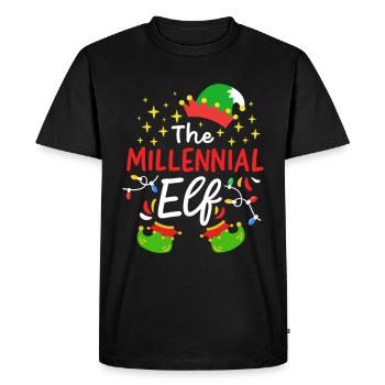 Elfe millénaire de Noël - T-shirt Premium bio Homme - noir - Devant - Nico (187cm)