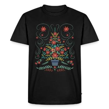 Arbre de Noël d’art populaire - T-shirt Premium bio Homme - noir - Devant - Nico (187cm)