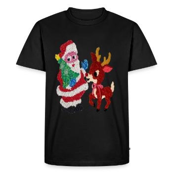 Noël Santa Rudolph Vintage Plastique fondu - T-shirt Premium bio Homme - noir - Devant - Nico (187cm)